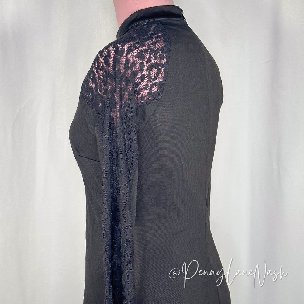 Forever 21 Mock Neck Long Sleeves Bodycon Dress Black - Picture 7 of 10